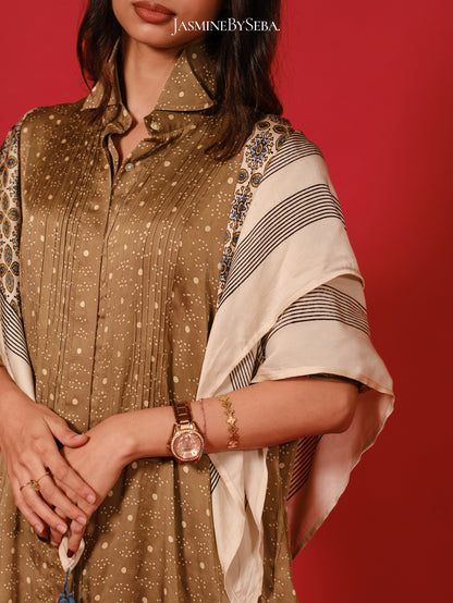 Ajrakh hand dyed hand block printed modal silk coord set