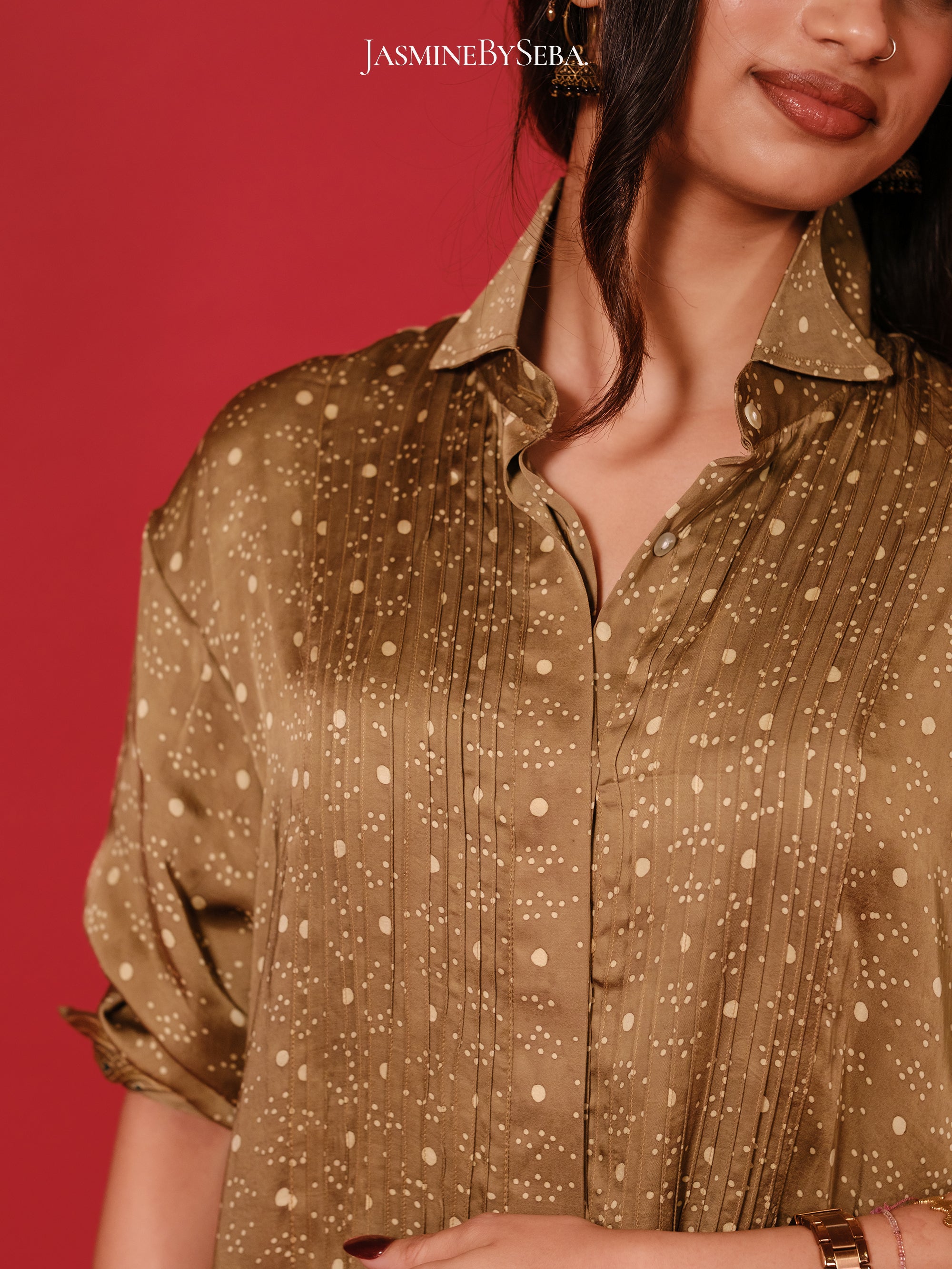 Ajrakh hand dyed hand block printed modal silk coord set