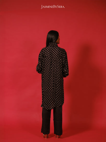 Ajrakh hand dyed hand block printed modal silk coord set