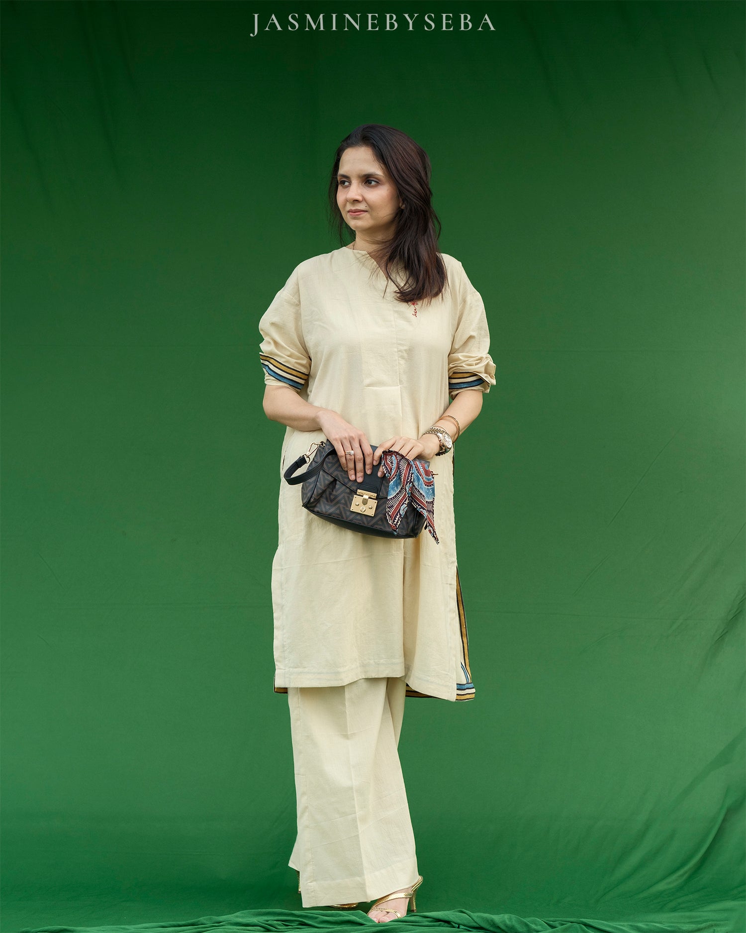 Ajrakh hand dyed and hand block printed organic cotton coord set