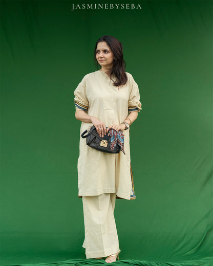 Ajrakh hand dyed and hand block printed organic cotton coord set