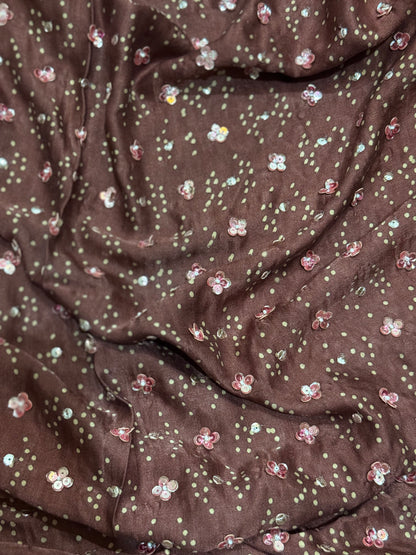 Ajrakh pure handloom gajji silk hand dyed, hand block printed and handworked saree