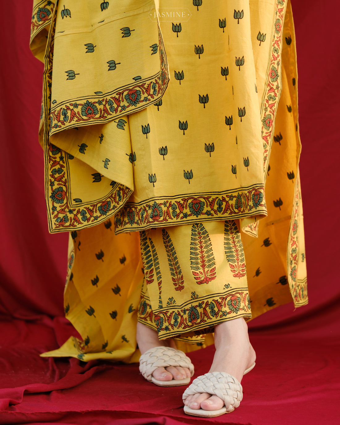 Ajrakh cotton straight cut salwar set