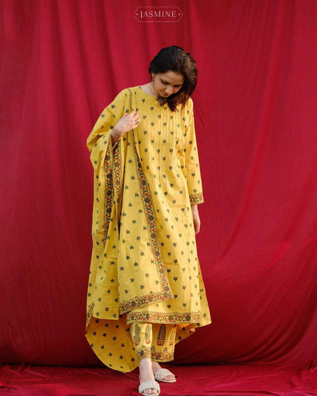 Ajrakh cotton straight cut salwar set