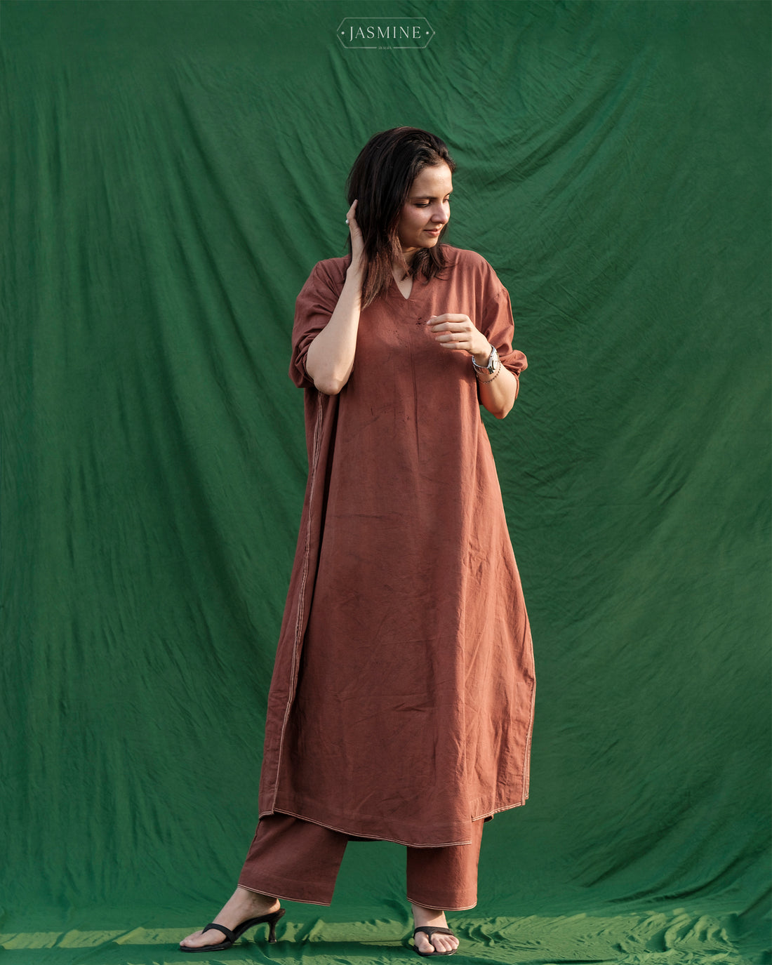 Ajrakh hand dyed and hand block printed premium cotton loose fit coord set