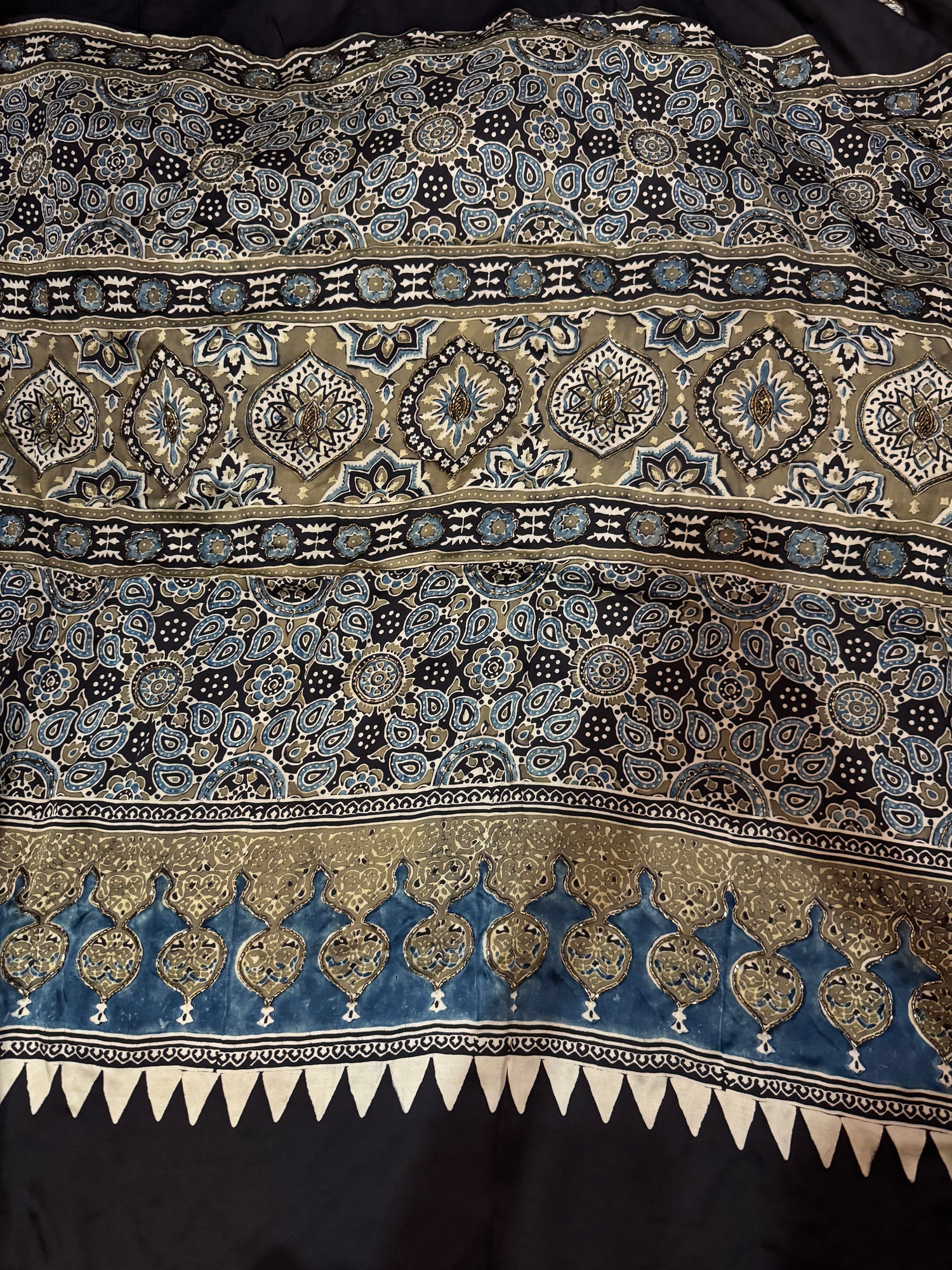 Ajrakh modal silk handworked saree with modal silk handworked dupatta