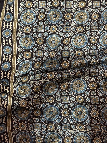 Ajrakh modal silk handworked saree with modal silk handworked dupatta