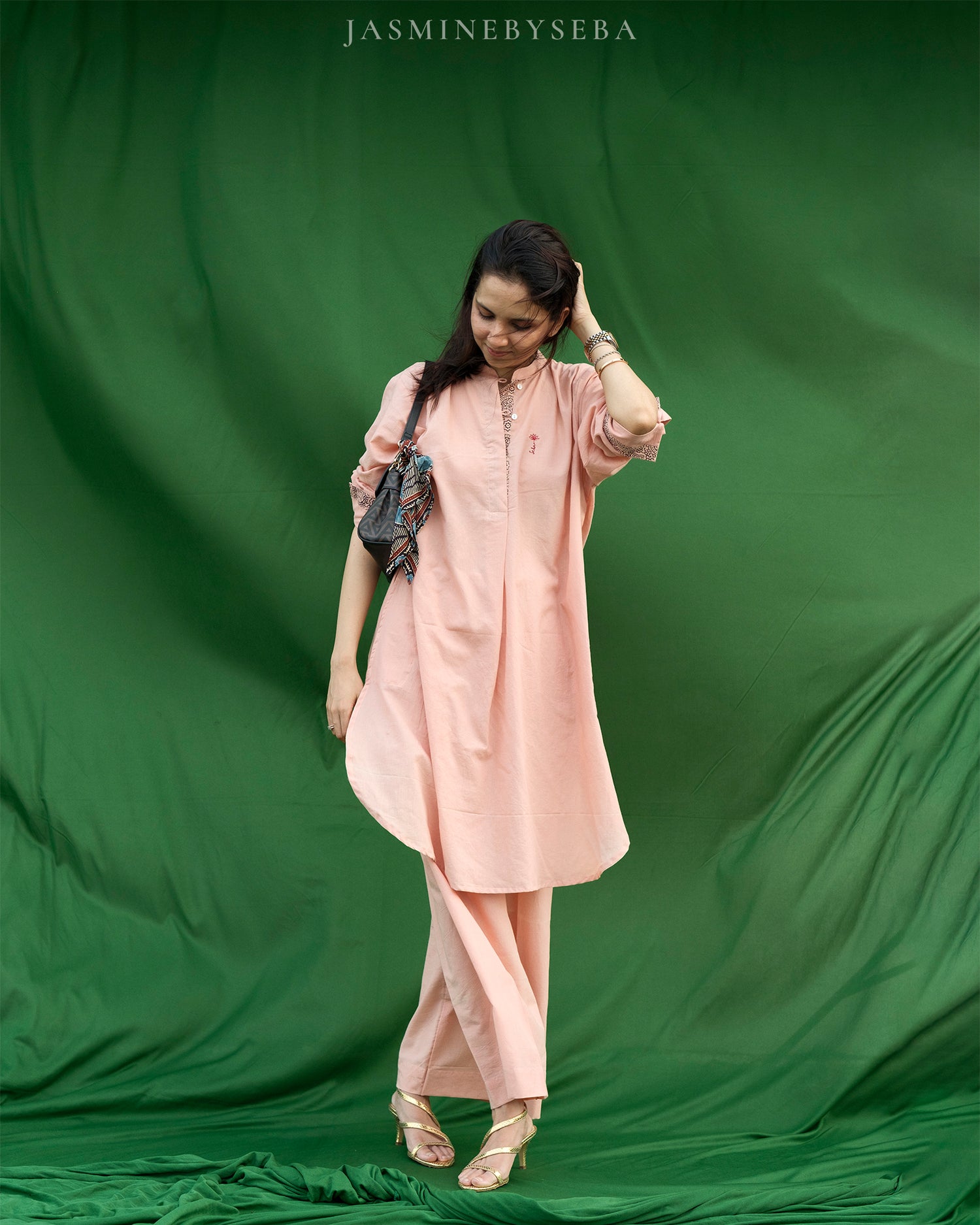 Ajrakh hand dyed and hand block printed organic cotton coord set