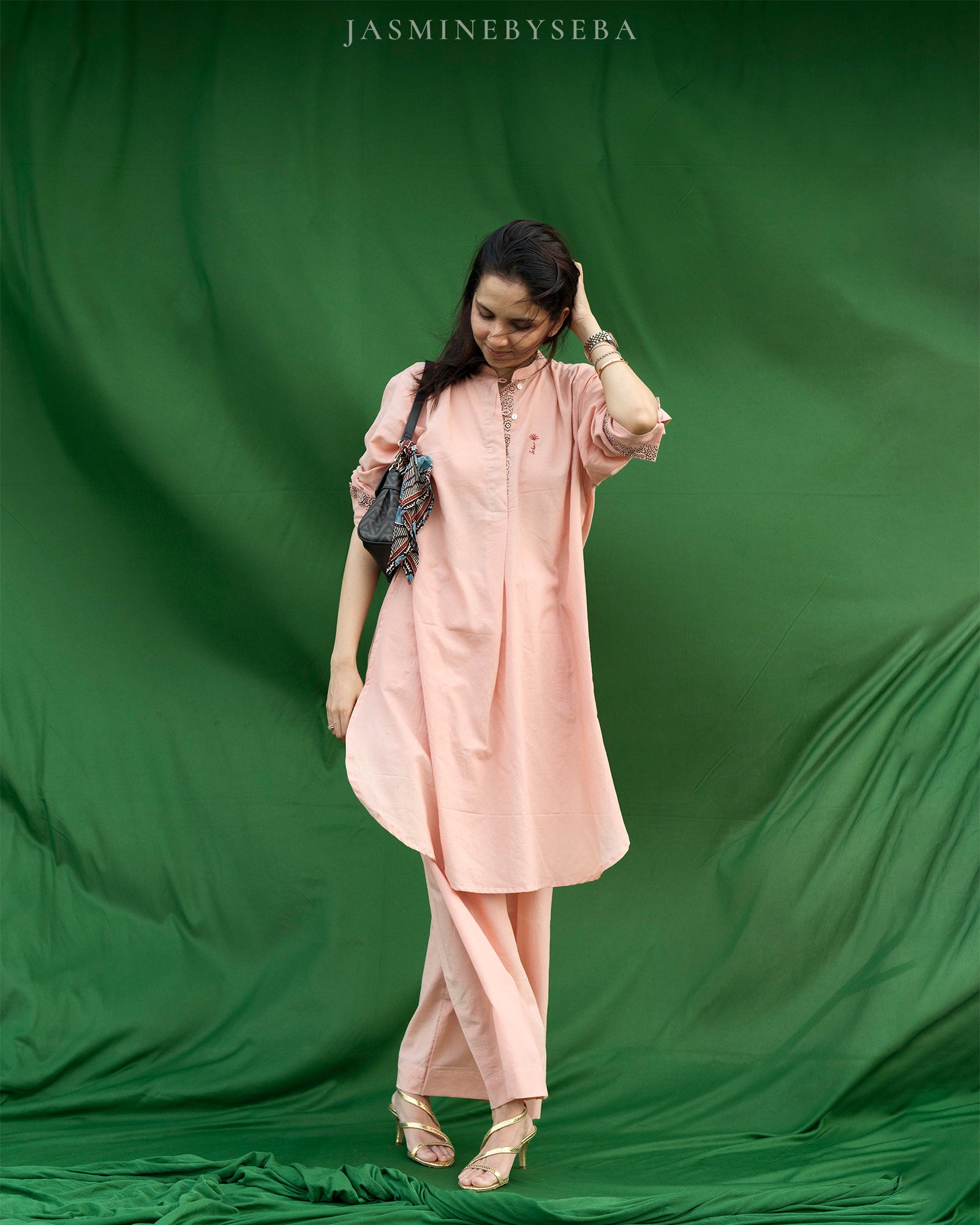 Ajrakh hand dyed and hand block printed organic cotton coord set