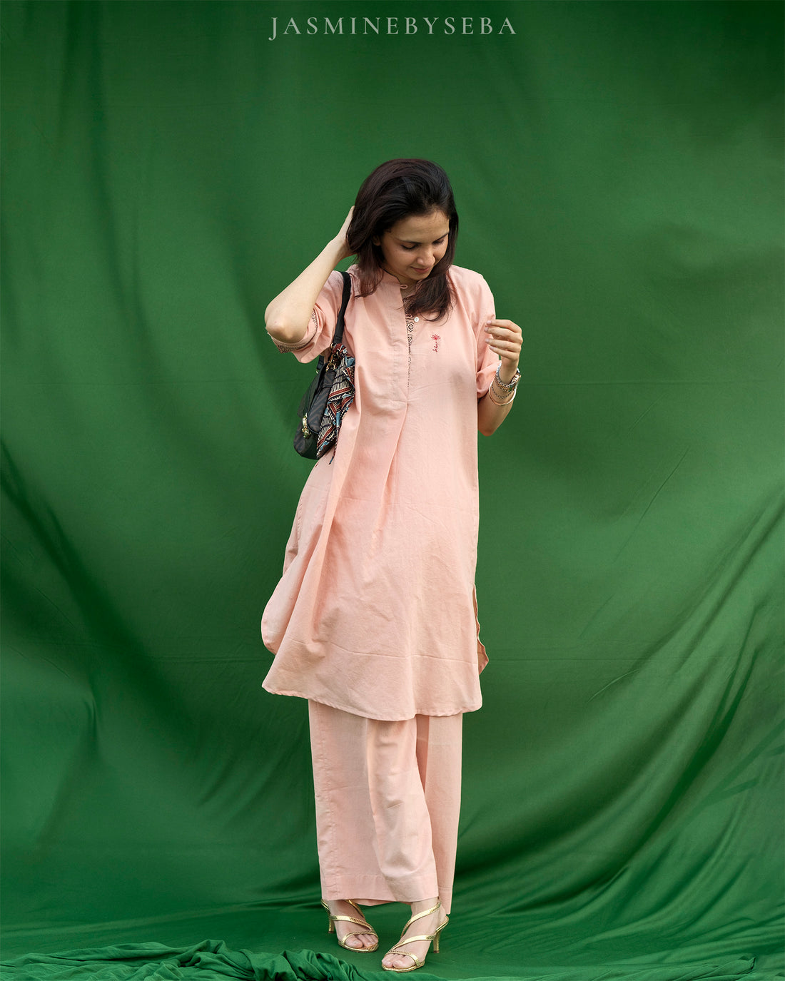 Ajrakh hand dyed and hand block printed organic cotton coord set