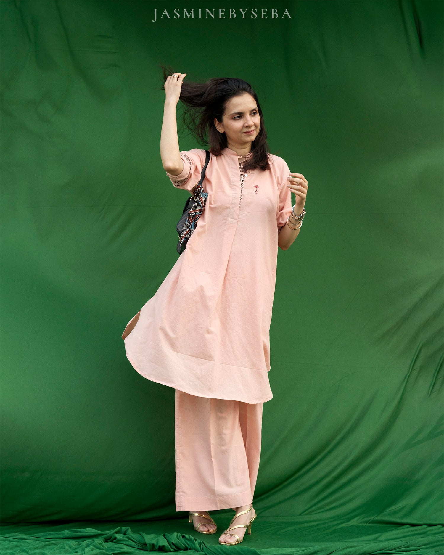 Ajrakh hand dyed and hand block printed organic cotton coord set