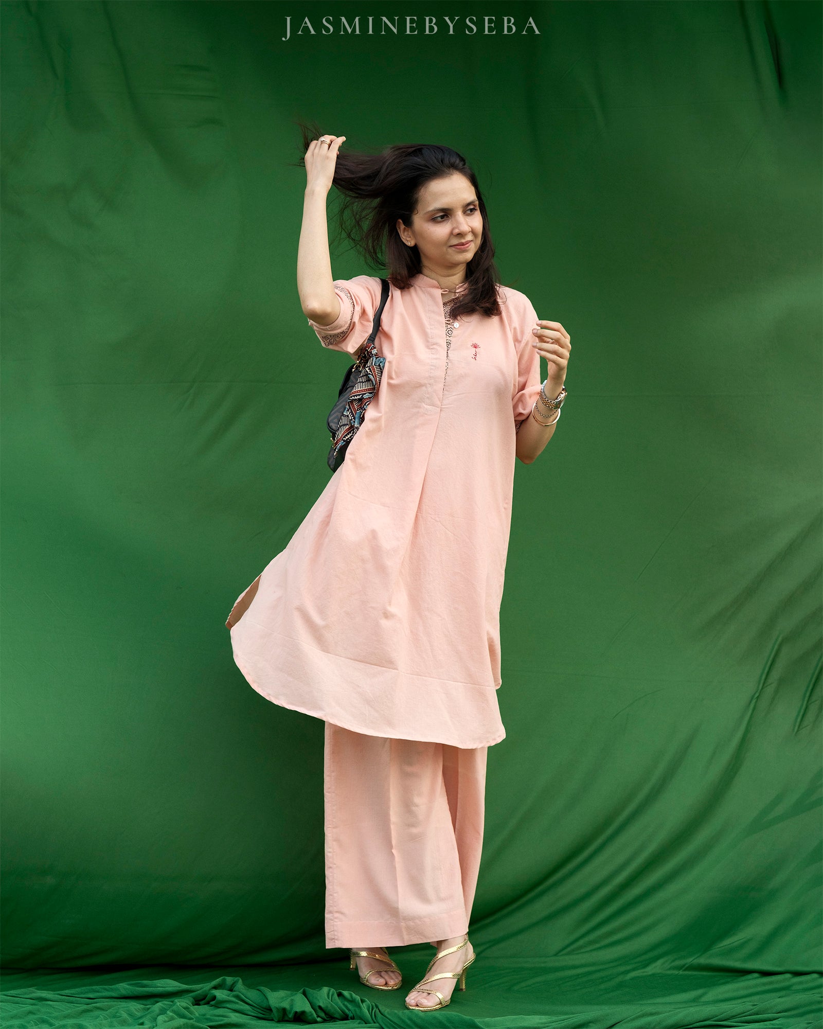 Ajrakh hand dyed and hand block printed organic cotton coord set