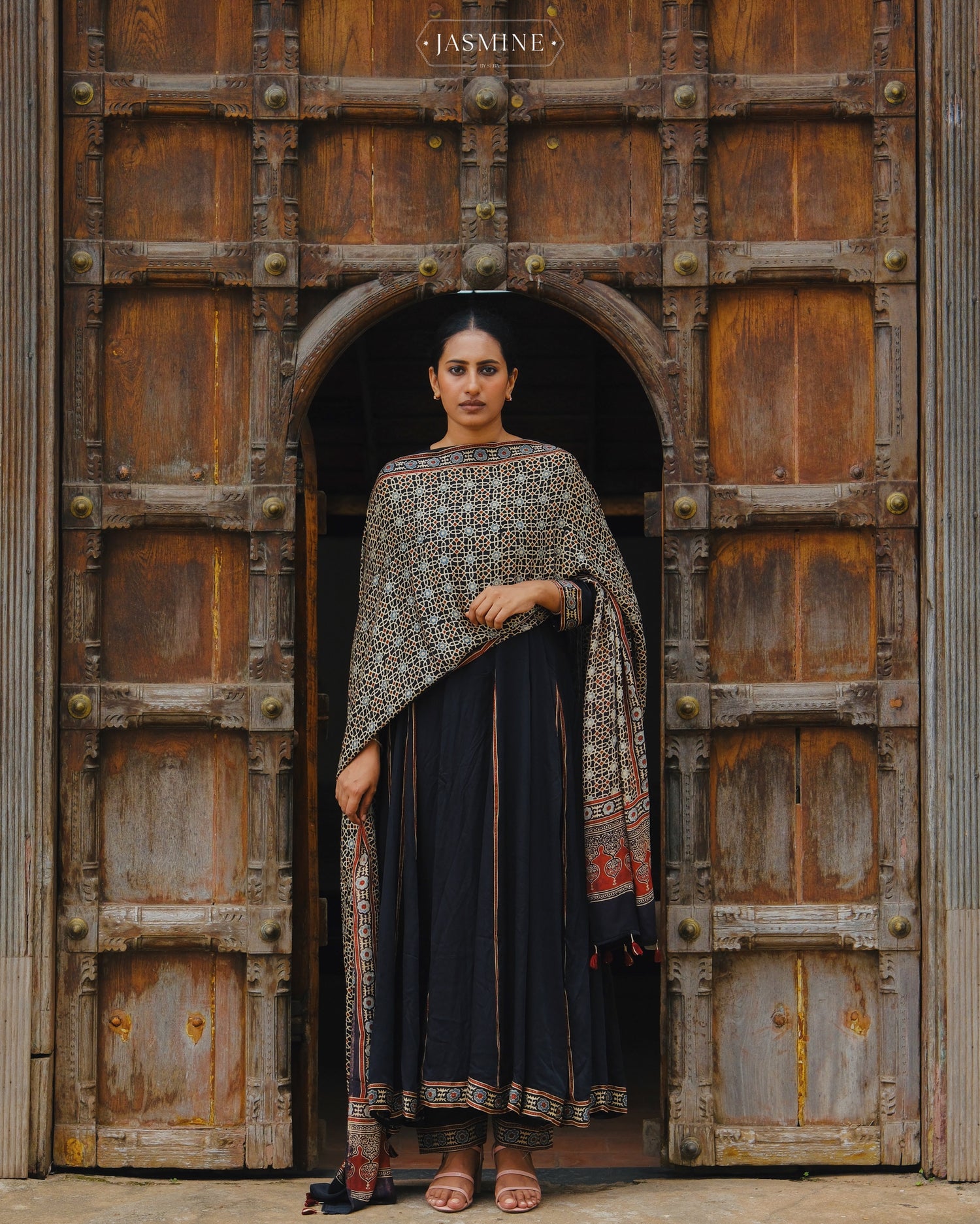 Ajrakh modal silk panel cut masakali