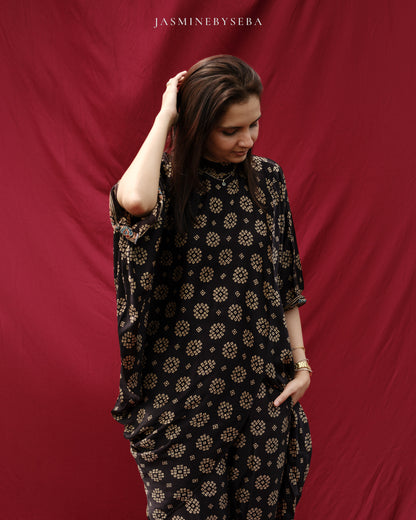 Ajrakh hand dyed hand block printed modal silk top