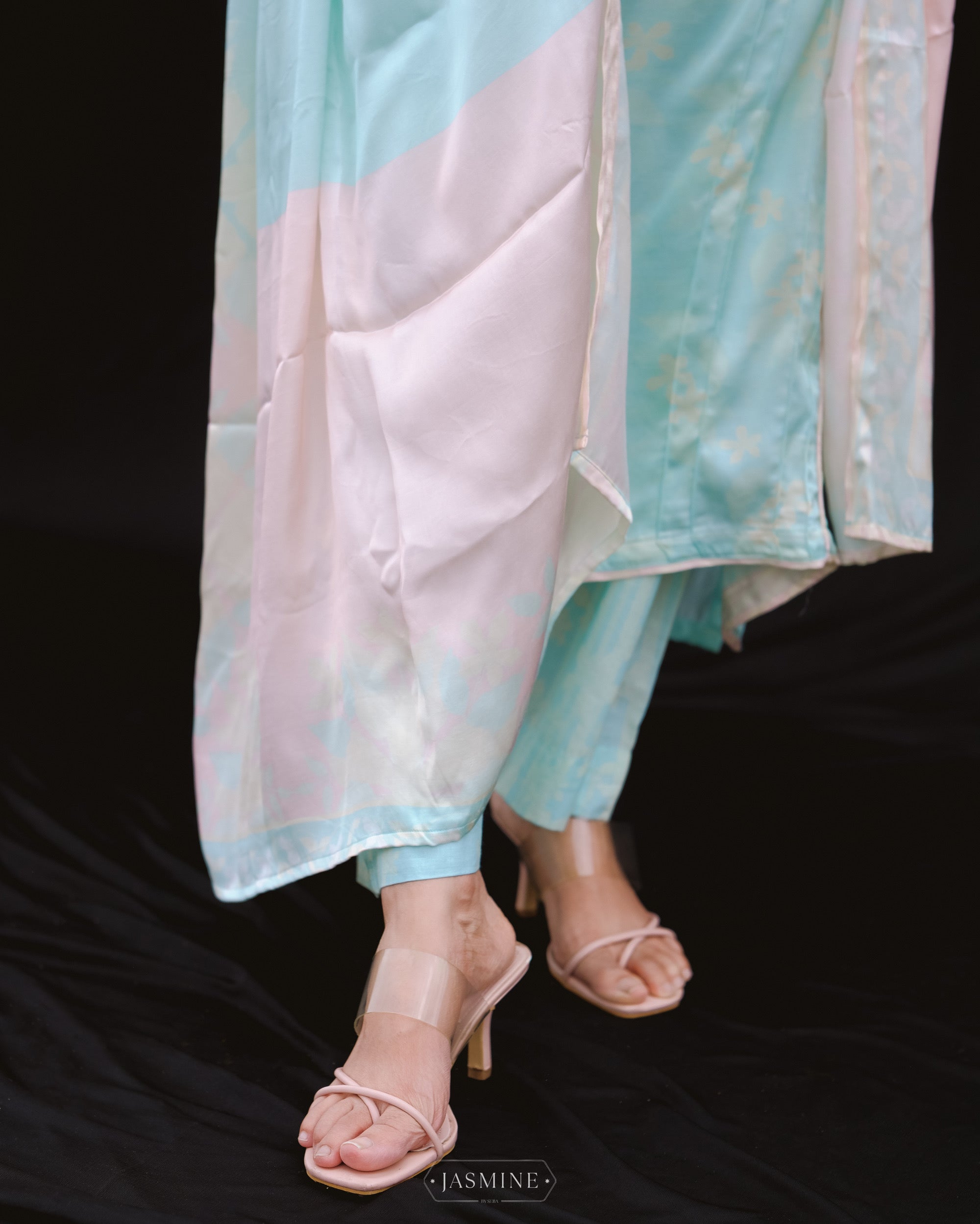 Jasmine in-house printed A line salwar set in viscose silk