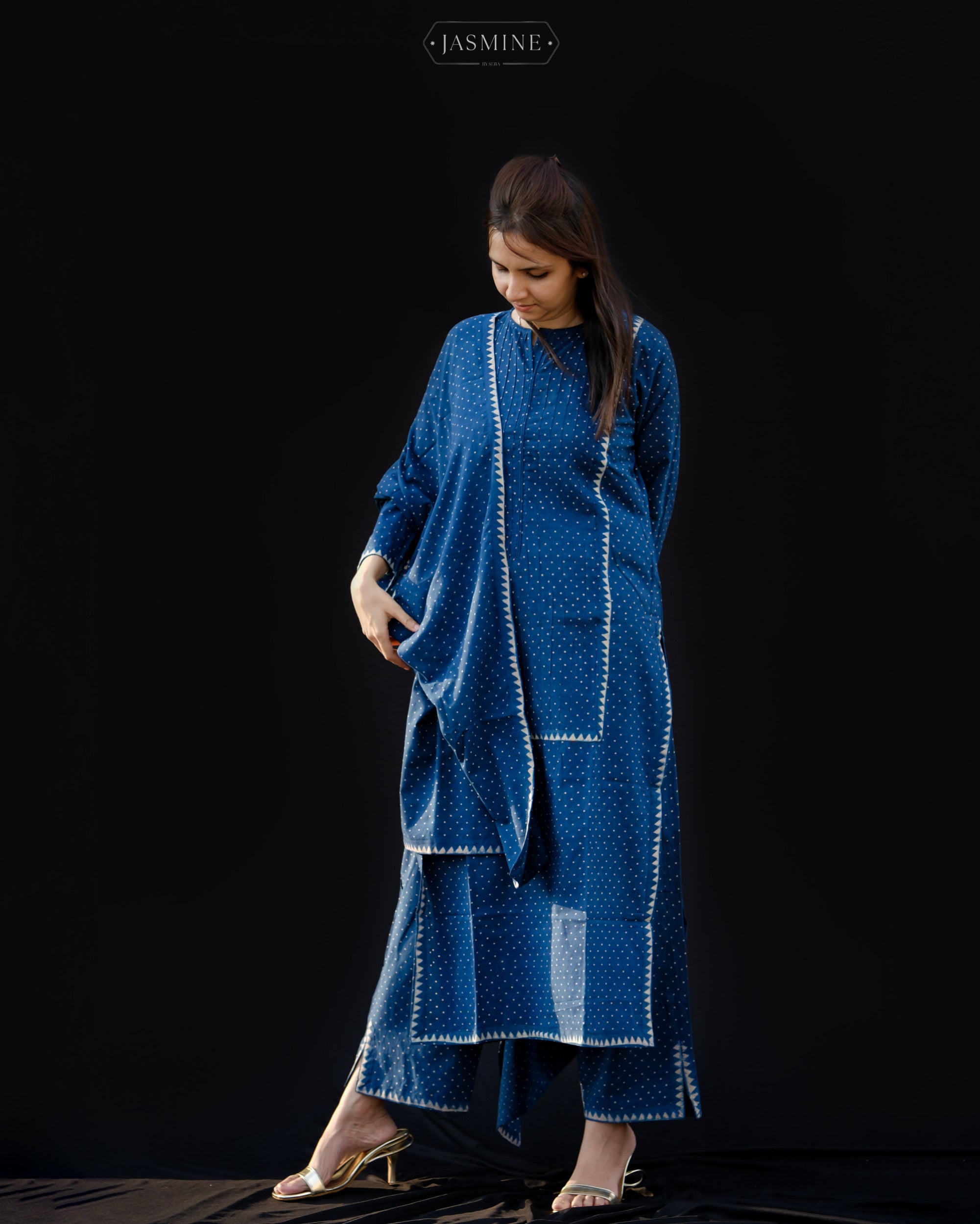 Ajrakh straight cut kurta set