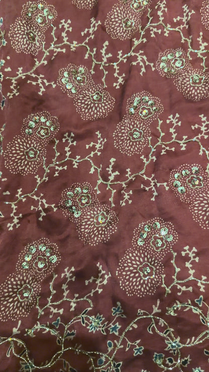 Ajrakh bridal pure handloom gajji silk hand dyed, hand block printed and handworked saree