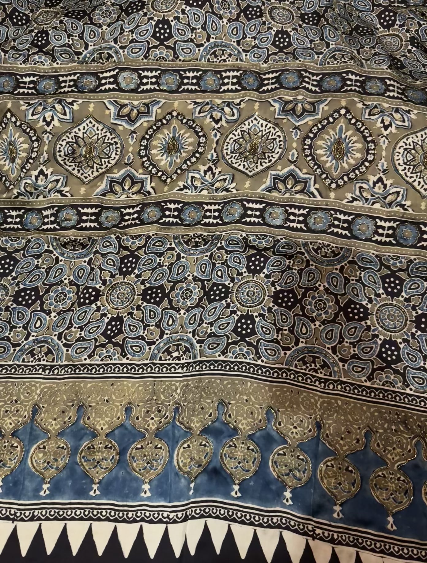 Ajrakh modal silk handworked saree with modal silk handworked dupatta