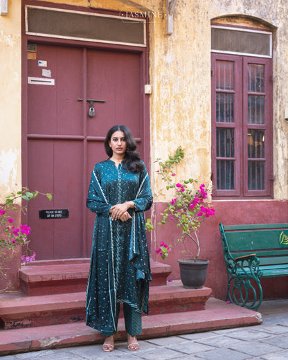 Jasmine in-house viscose silk top and dupatta set with lawn pants