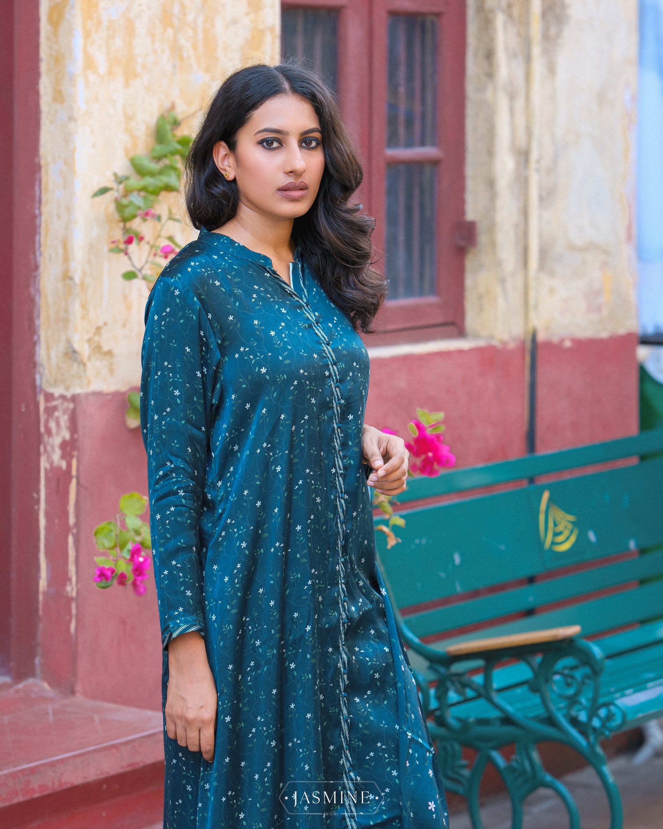 Jasmine in-house viscose silk top and dupatta set with lawn pants