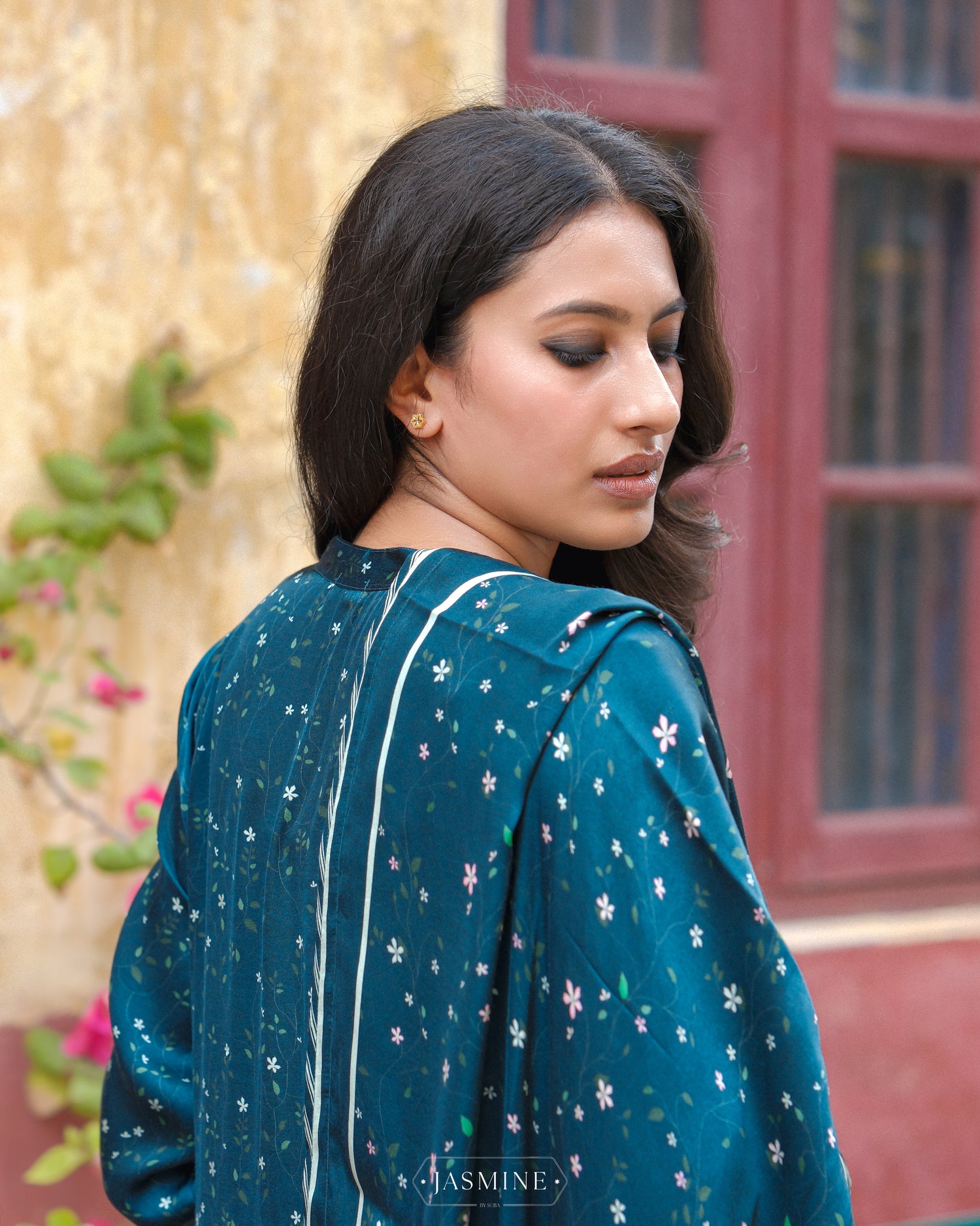 Jasmine in-house viscose silk top and dupatta set with lawn pants